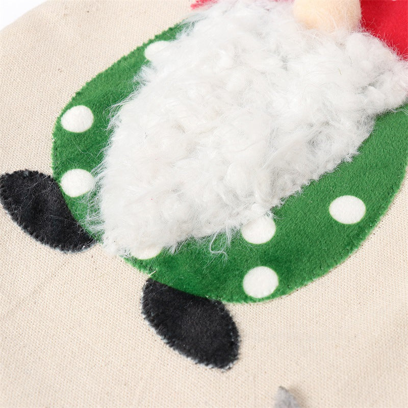 Christmas Gnome Stocking with Red Striped Hat and Decorations - Holiday Decor 3 pieces