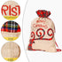 Large Merry Christmas Drawstring Gift Bag with Plaid Accents - Perfect for Holiday Presents 3 pieces