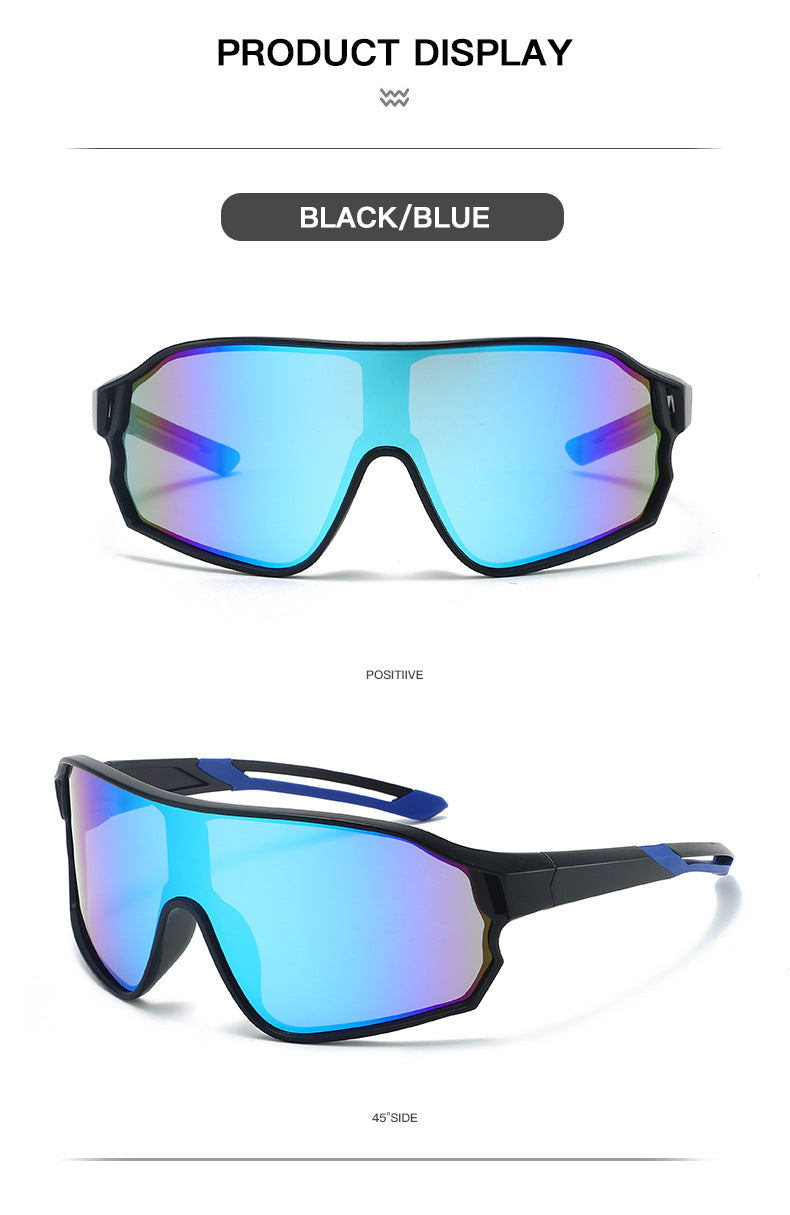 Fashionable Sports Sunglasses with Colorful Mirror Lenses - UV400 Protection for Cycling & Outdoor Activities  blue