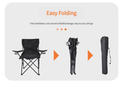 2pcs Black Portable Folding Camping Chair with Armrests and Cup Holder