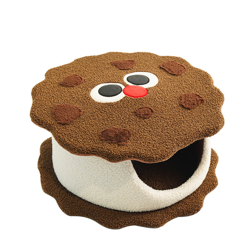 Adorable Cookie-Shaped Cat Bed - Cozy and Playful Pet Hideout 50x20 cm