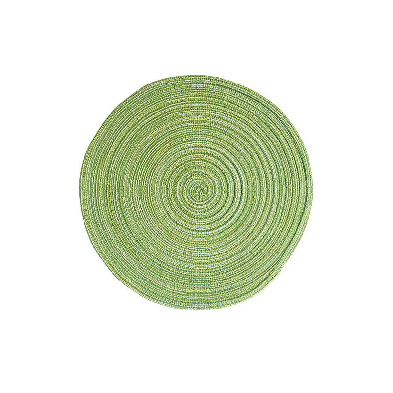 Round Woven Placemats -Colorful Braided Table Mats for Dining & Home Decor 30cm 10pcs Green