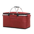 Insulated Picnic Basket with Aluminum Frame - Portable Collapsible Cooler Bag 18L 40*20*23cmWine Red