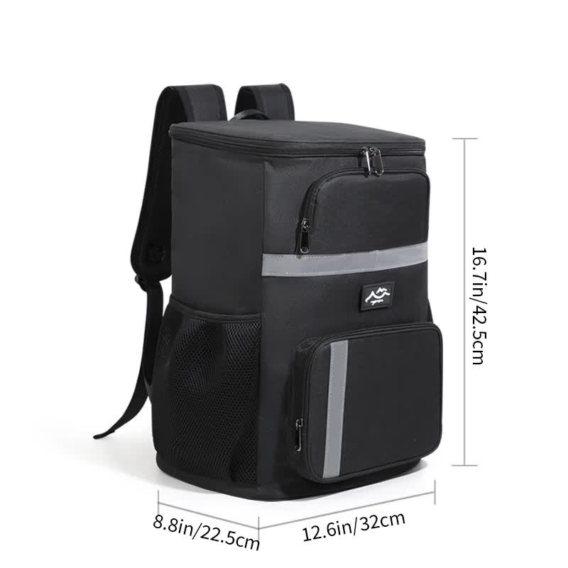 Insulated Cooler Backpack - Portable Outdoor Picnic and Beverage Bag with Bottle Opener Black