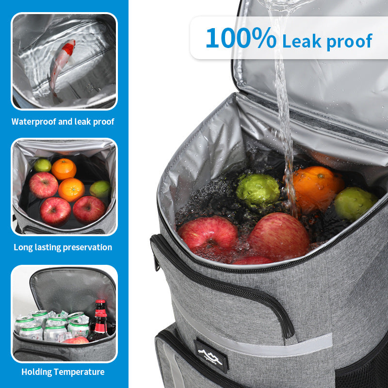 Insulated Cooler Backpack - Portable Outdoor Picnic and Beverage Bag with Bottle Opener Black