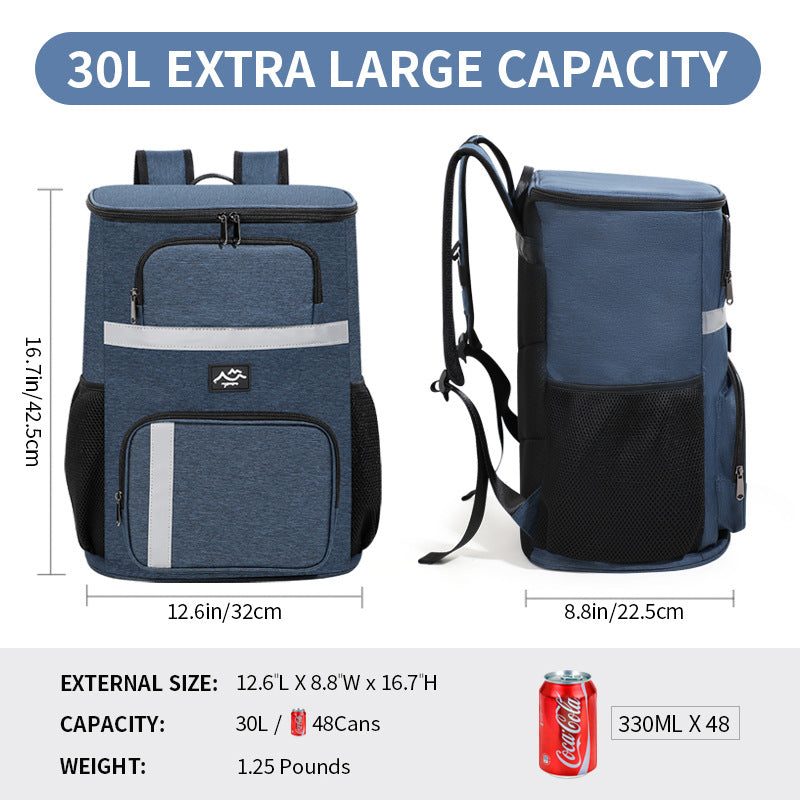 Insulated Cooler Backpack - Portable Outdoor Picnic and Beverage Bag with Bottle Opener Black