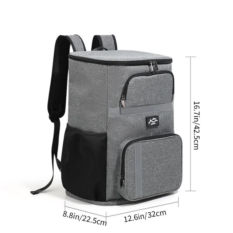 Insulated Cooler Backpack - Portable Outdoor Picnic and Beverage Bag with Bottle Opener Gray