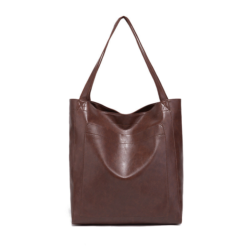 Vintage PU Leather Tote Bag - Stylish and Spacious Everyday Shoulder Bag  (Cameo Brown)