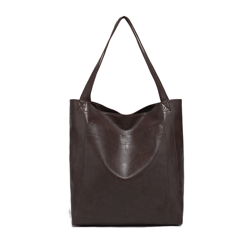 Vintage PU Leather Tote Bag - Stylish and Spacious Everyday Shoulder Bag  (Coffee)