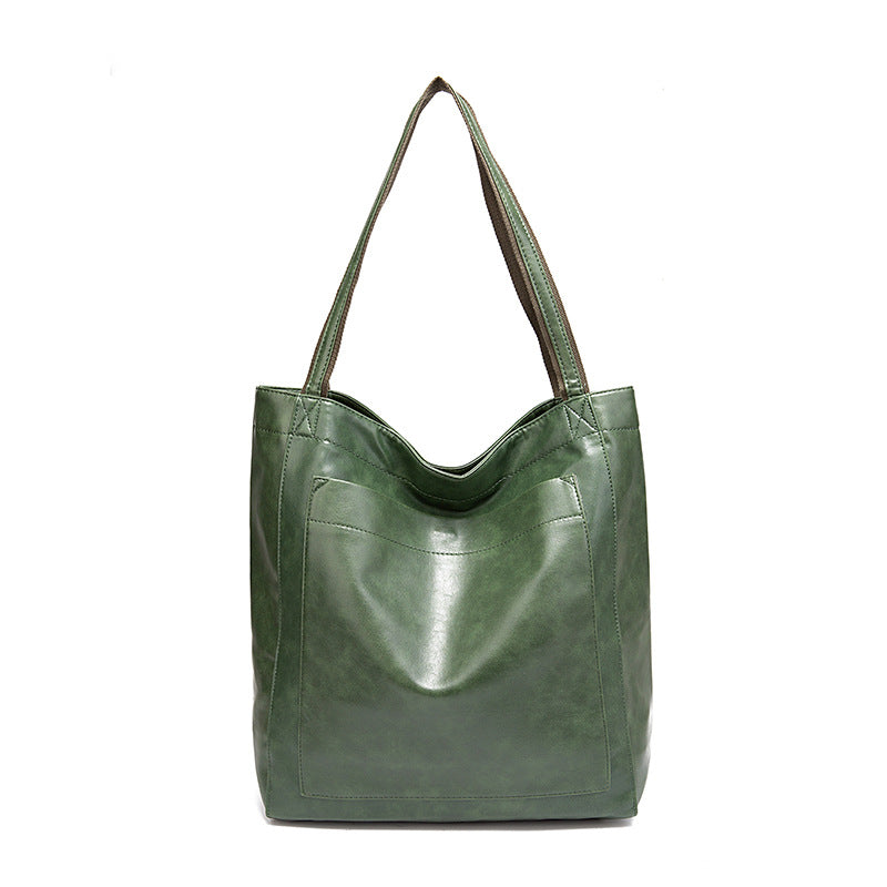 Vintage PU Leather Tote Bag - Stylish and Spacious Everyday Shoulder Bag  (Green)