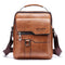 Men's Vintage Leather Shoulder Bag - Multi-Compartment Crossbody Messenger Bag 22cmL*8cmW*26cmHLight brown