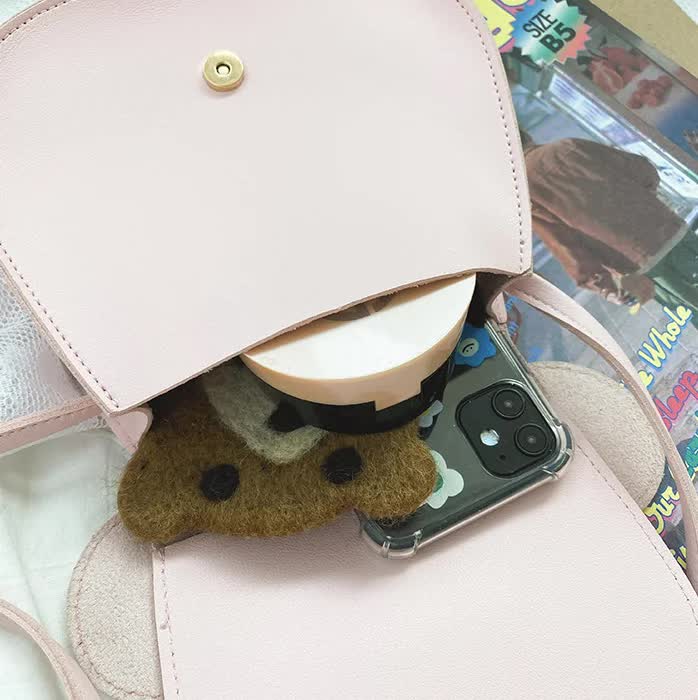 Adorable Bow Bear Crossbody Bag for Kids - Black  Shoulder Bag 18*17*8cm