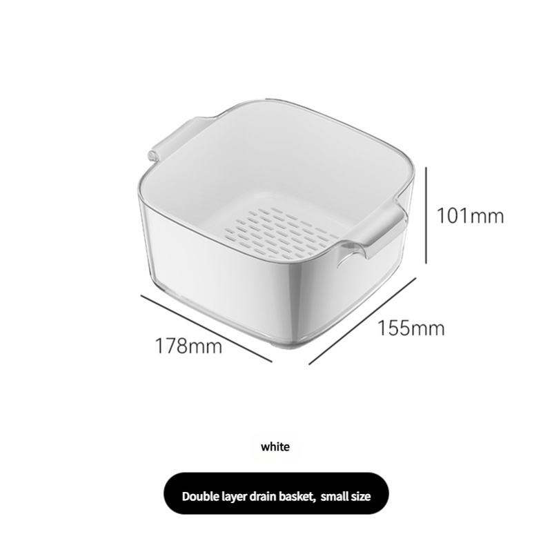 Two-Layer Drain Basket Colander - Small Size White, 2 set