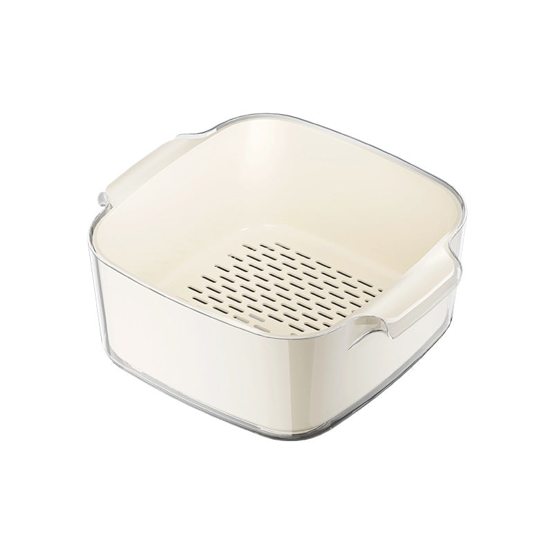 Two-Layer Drain Basket Colander - Small Size White, 2 set