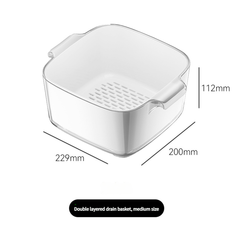 Two-Layer Drain Basket Colander - Medium Size White, 2 set