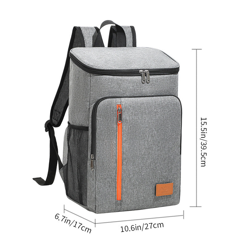 Insulated Cooler Backpack- Stylish Portable Fresh-keeping Picnic Outdoor Backpack and Travel Bag 18L Gray