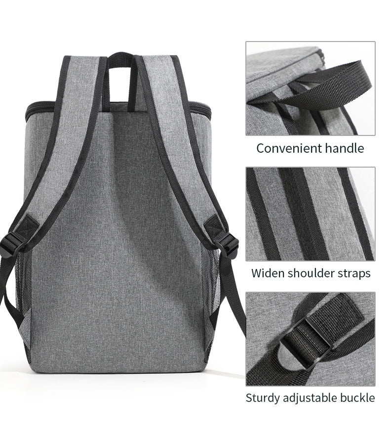 Insulated Cooler Backpack- Stylish Portable Fresh-keeping Picnic Outdoor Backpack and Travel Bag 18L Gray