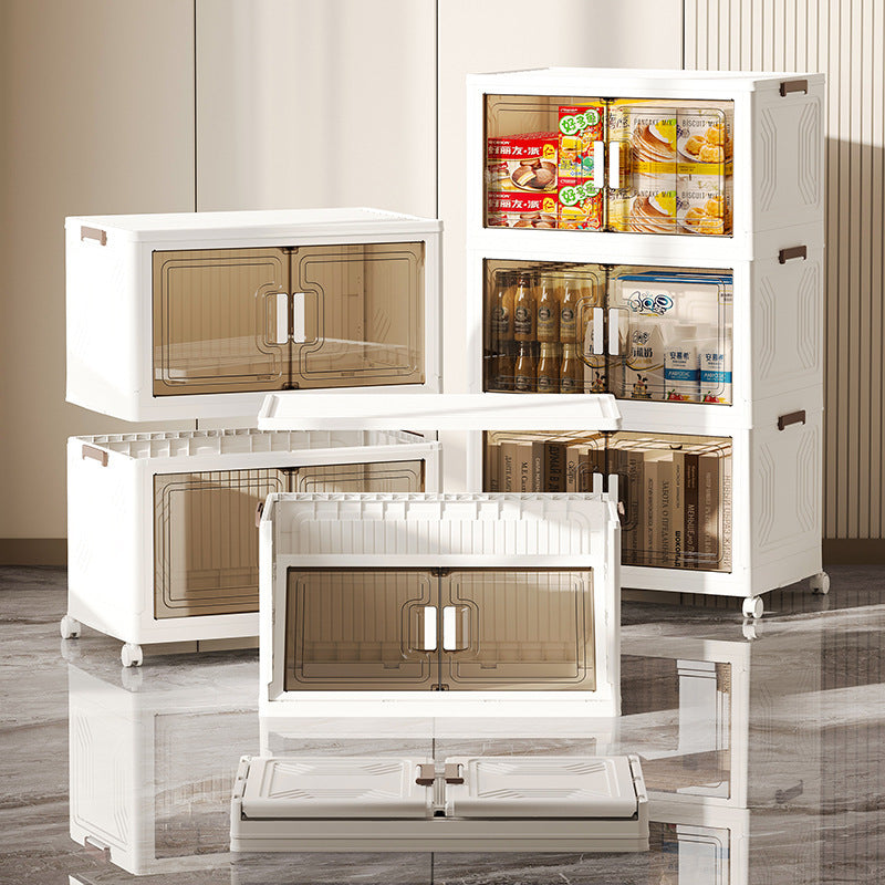 Stackable Storage Boxes with Transparent Doors - Modular Organizer for Home & Pantry 55*32*123cm 4 layer