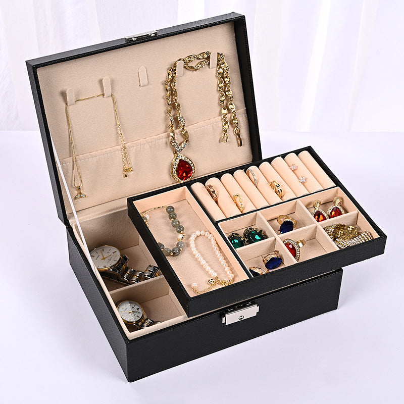 Luxury Jewelry Organizer Box - Elegant Multi-Compartment Storage Case (Black)23*17*8.8cm