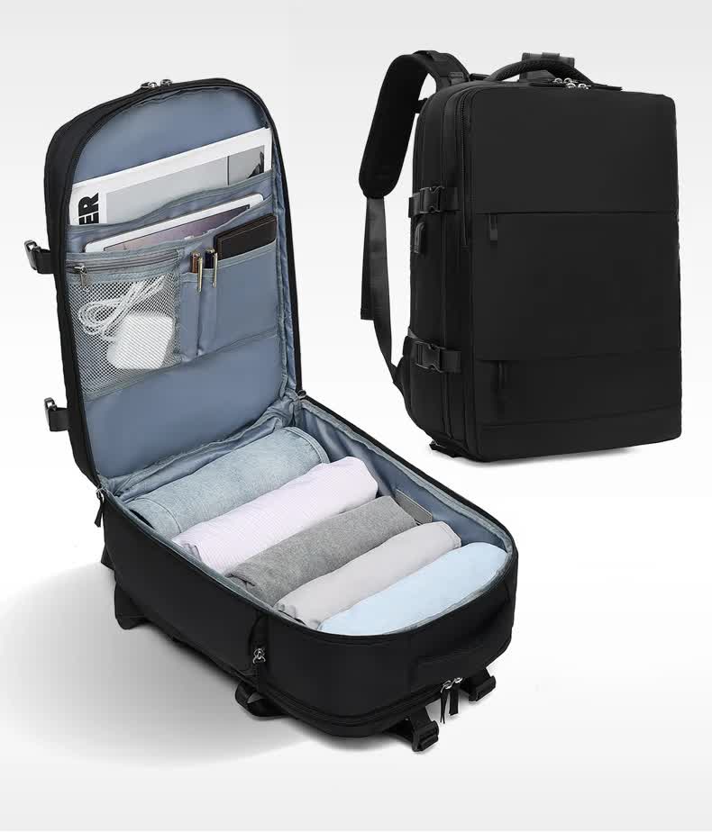 Multi-Compartment Travel Backpack with Shoe Storage and Wet-Dry Separation Black31cmL*17cmW*42cmH