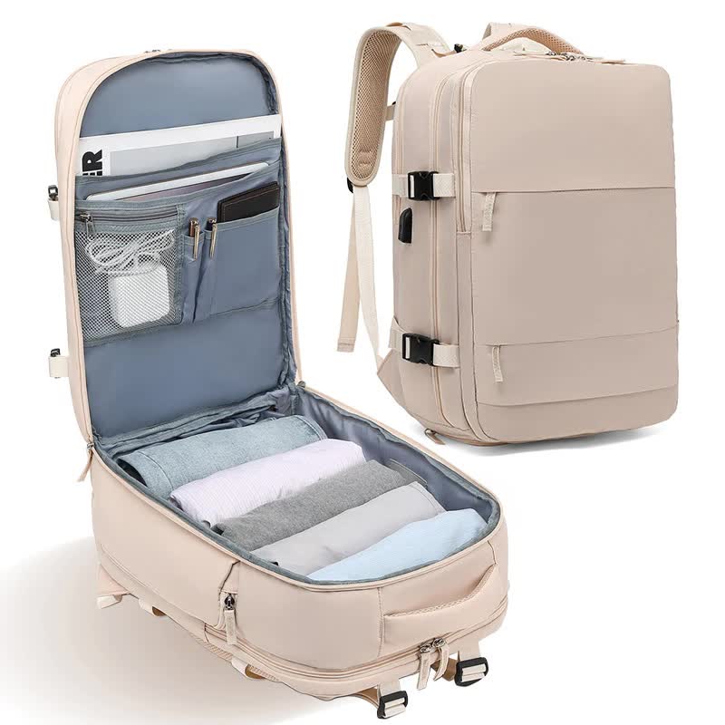 Multi-Compartment Travel Backpack with Shoe Storage and Wet-Dry Separation Apricot31cmL*17cmW*42cmH