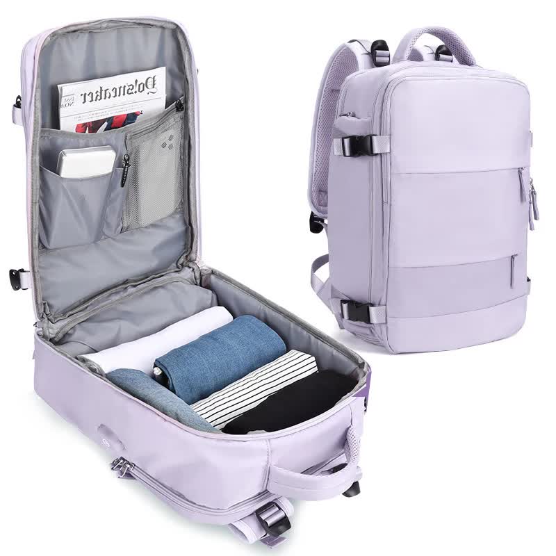Multi-Compartment Travel Backpack with Shoe Storage and Wet-Dry Separation Purple31cmL*17cmW*42cmH