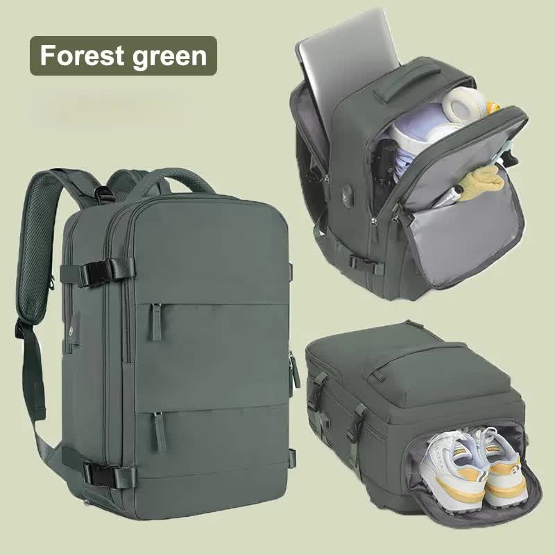 Multi-Compartment Travel Backpack with Shoe Storage and Wet-Dry Separation Forest Green31cmL*17cmW*42cmH