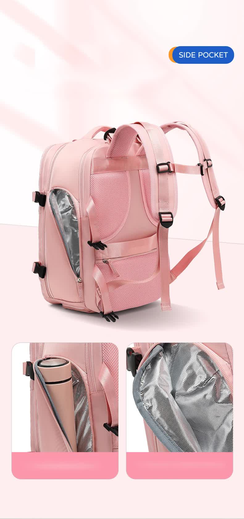 Multi-Compartment Travel Backpack with Shoe Storage and Wet-Dry Separation Beige31cmL*17cmW*42cmH