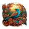 Colorful Bluebird Round Wooden Puzzle - Intricate Floral Art DesignL-paper box-H185
