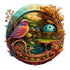 Fantasy Bird Wooden Puzzle - Intricate Nature-Themed Circular Puzzle(M-paper box-H186)