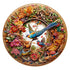 Intricate Garden Birds Round Wooden Puzzle - Vibrant Nature-Themed Artwork(S-paper box-H188)