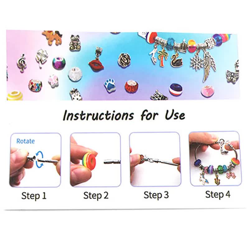 DIY Charm Bracelet Making Kit - Colorful Beads and Charms Set with Storage Box(66PCS)