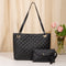 Elegant Quilted Tote Bag with Matching Clutch in Black