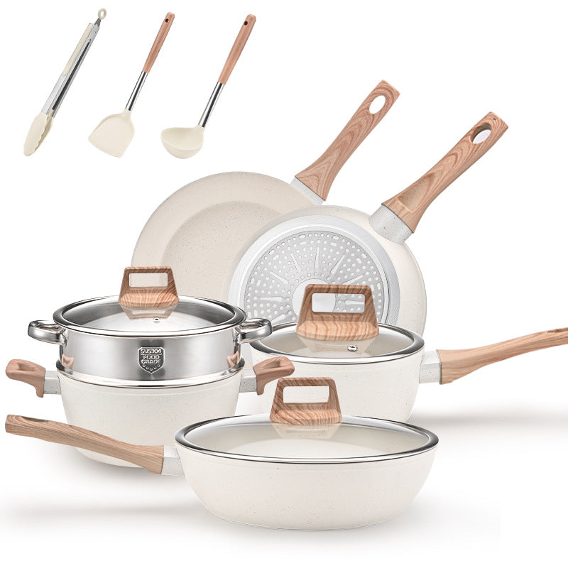 YEJ 12-Piece Non-Stick Complete Cookware Set | Pots, Pans & Utensils  White