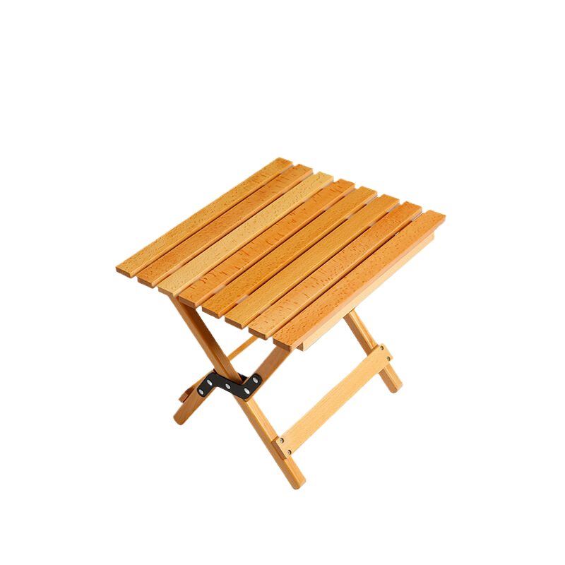 Dual-Purpose Wooden Folding Stool  Natural Wood Finish, 150kg Load Capacity - log color 40*34*36cm