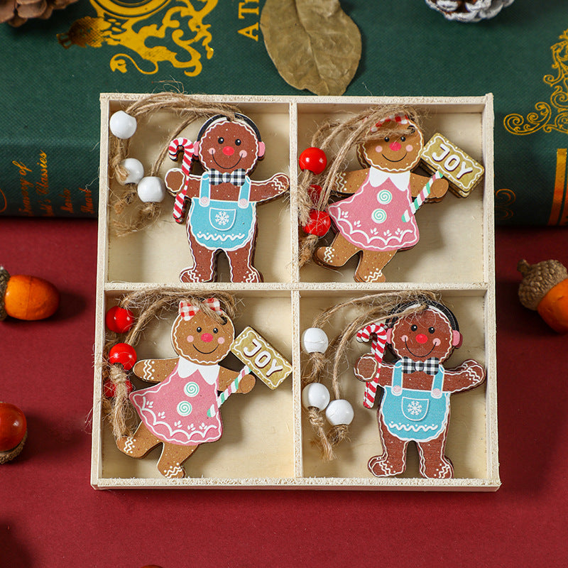 2 setChristmas Gingerbread Ornaments Set - Festive Wooden Decorations for Tree, Set of 12
