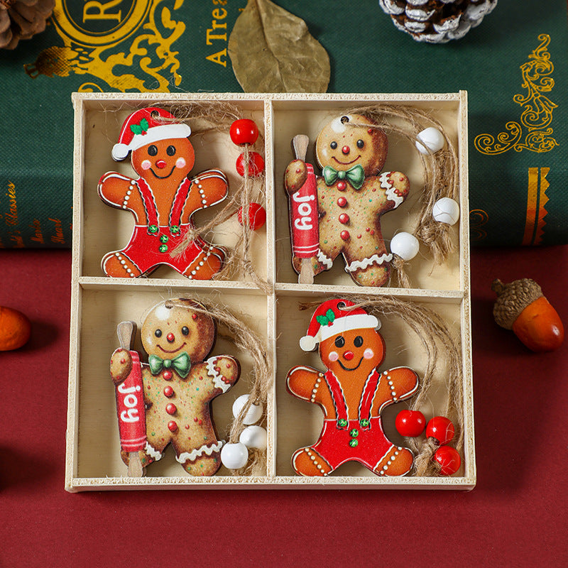 2 setChristmas Gingerbread Ornaments Set - Festive Wooden Decorations for Tree, Set of 12