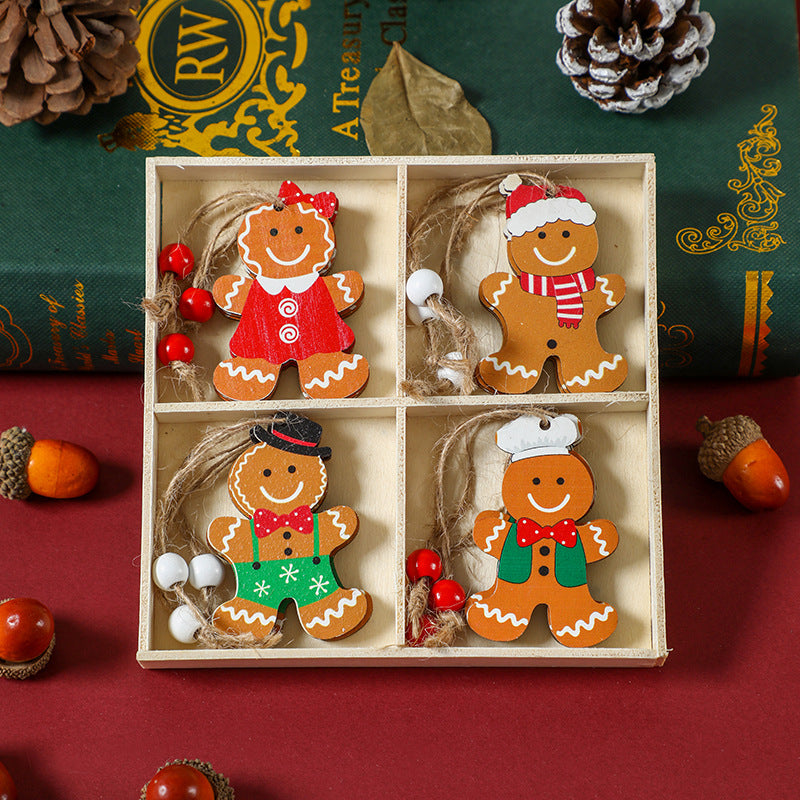 2 setChristmas Gingerbread Ornaments Set - Festive Wooden Decorations for Tree, Set of 12