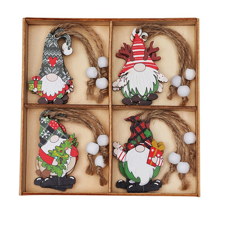 2 setChristmas Gnome Ornaments Set - Festive Wooden Decorations for Tree, Set of 12