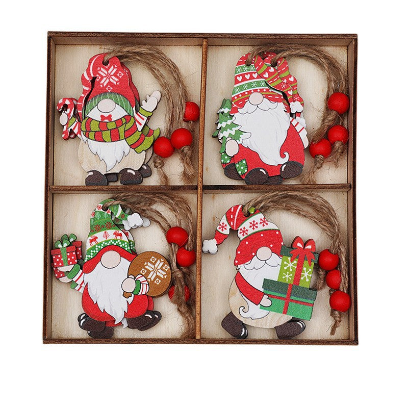 2 setChristmas Gnome Ornaments Set - Festive Wooden Decorations for Tree, Set of 12