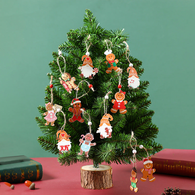 2 setChristmas Gnome Ornaments Set - Festive Wooden Decorations for Tree, Set of 12