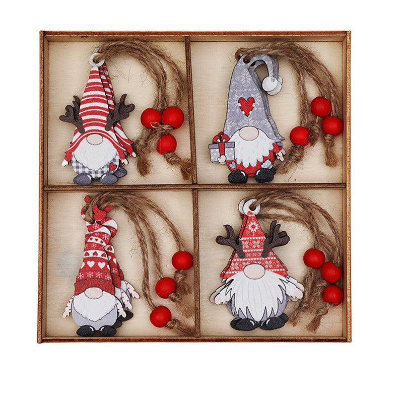 2 setChristmas Gnome Ornaments Set - Festive Wooden Decorations for Tree, Set of 12