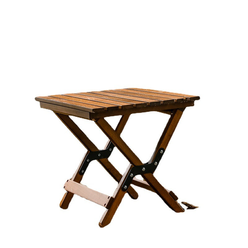 Dual-Purpose Wooden Folding Stool - Walnut Finish, 150kg Weight Capacity 40x33.5x35.5cm