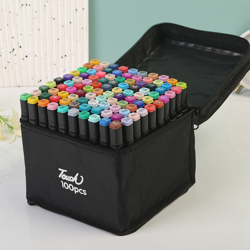 Professional Dual-Tip Marker Set - 100 Colors with Color-Coded Caps for Easy Identification