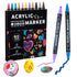 Dual-Tip Acrylic Marker Set - 1-5mm Round Tip & 1mm Fine Tip for Art and Craft Projects 12 colors