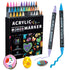 Dual-Tip Acrylic Marker Set - 1-5mm Round Tip & 1mm Fine Tip for Art and Craft Projects 36 colors