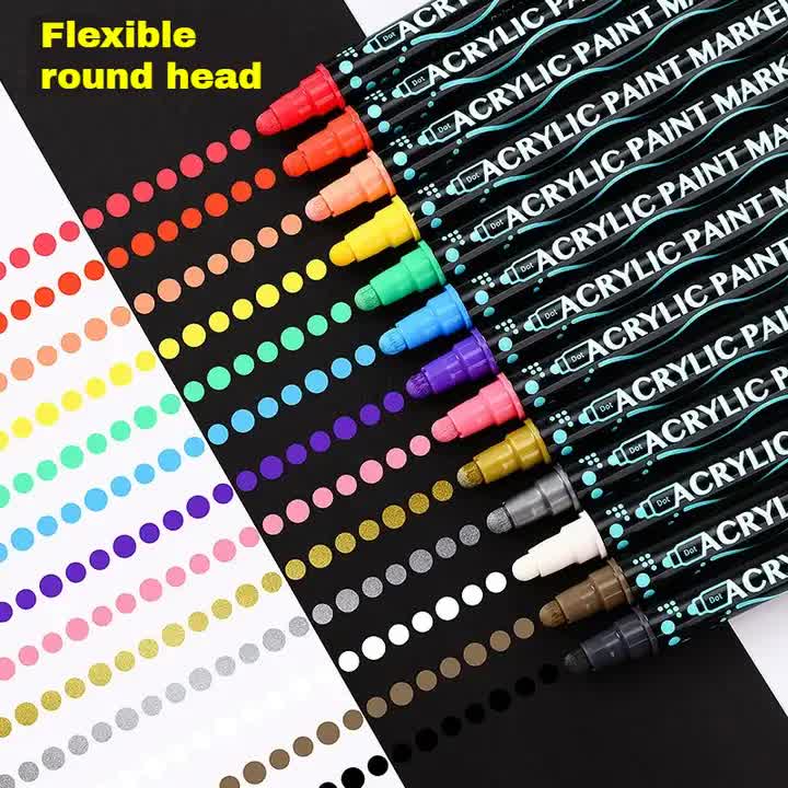 Dual-Tip Acrylic Marker Set - 26 Vibrant Colors for Art and Craft Projects