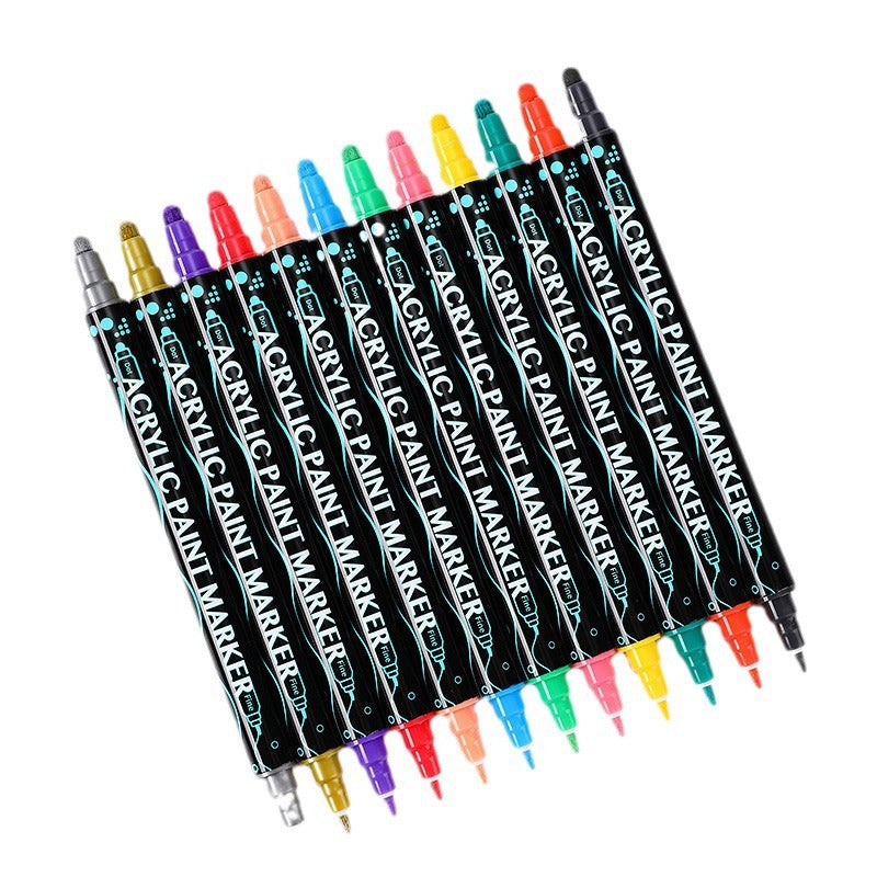 Dual-Tip Acrylic Marker Set - 36 Vibrant Colors for Art and Craft Projects