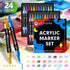 24-Color Dual-Tip Acrylic Marker Set - Fine and Brush Tip for Art Projects and DIY Crafts