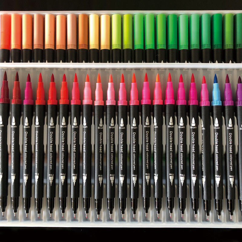 36-Color Dual-Head Brush and Fine Tip Marker Set - Vibrant Colors for Art and Craft Projects